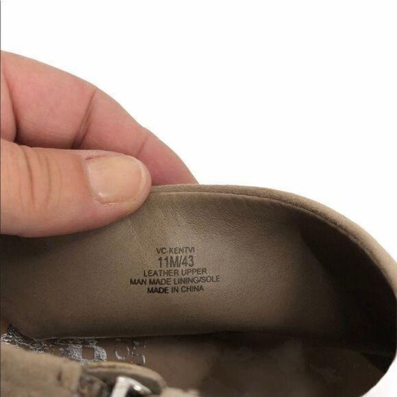 Vince Camuto VC Kentvi Leather Perforated Peep Toe Slingback Heel Tan Sz 11 - Picture 2 of 10